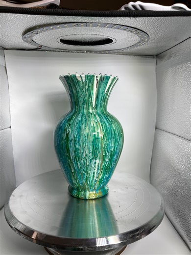 Hand-painted Glass Vase, Fluid Acrylic Pour, Blue Green Drip Crown Home Decor - Etsy