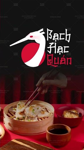 ZALO: 0989 989 500 | DESIGN K500 | Thiết Kế Logo Ẩm Thực Trung Hoa BẠCH HẠC QUÁN #designk500