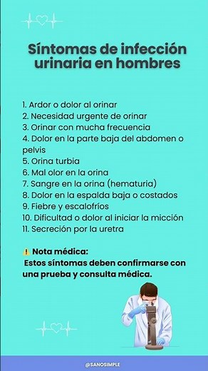 Síntomas de Infección Urinaria en Hombres ⚠️#urgente #salud #medico