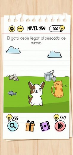 Brain Test | Nivel 259 - El gato debe llegar al pescado de nuevo