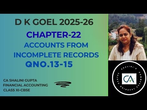 Accounts from Incomplete Records Q13–15 | DK Goel Class 11 | CBSE 2026 Solutions