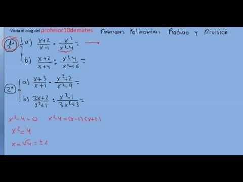 Opera y simplifica fracciones de polinomios producto y división 1