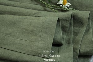 Heavyweight Linen Table Runner – European Flax, Custom Size, Handmade in the US - Etsy