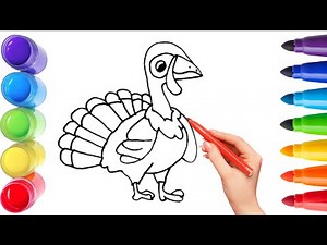 How To Draw cute turkey Drawing, Painting & Coloring For Kids and Toddlers_ Child Art 🐋🌈🎨