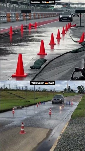 Mercedes vs. VW: The Ultimate Wet Road Stability Challenge!#shorts
