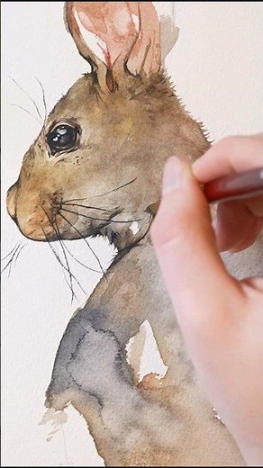 Watercolor Rabbit painting, full tutorials on my channel