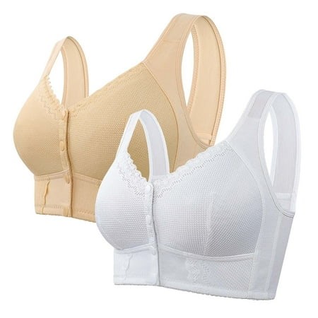 Pavied Wireless Bras Seamless Bras Plus Size Bra Moona Bra For Senior Front Closure Breathable Bra For Seniors Wirefree Bras For Older Women Feelingirl Bra Full Coverage Bras White 2 42 - Walmart.ca
