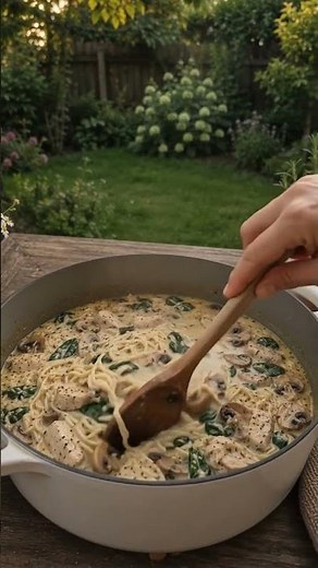 Creamy Chicken Mushroom Angel Hair Skillet #food #cooking #soup #pasta #delicious