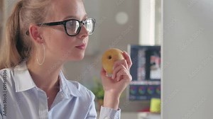 Woman looking at social network in the computer
