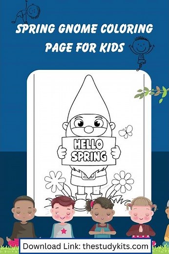 Spring Gnome Coloring Page For Kids
