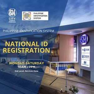 National ID Registration of the Philippine Statistics Authority (PSA) is now available at SM City Puerto Princesa. Registration is open from Monday to Saturday, 10AM to 7PM at the 2nd Level, Services Zone beside Positive Living. Visit this link for the list of requirements: www.philsys.gov.ph/supporting-documents/ Don't forget to always follow our #SafeMallingAtSM guidelines for an enjoyable dining and shopping experience. 😷 #EverythingsHereAtSM | SM City Puerto Princesa