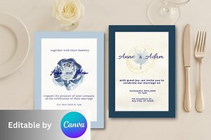 Simple Wedding Invitation Template | Editable Canva Invitation Suite - Etsy