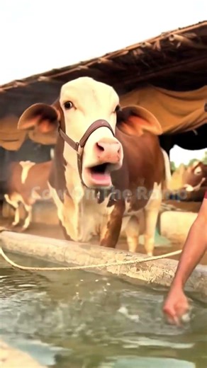 Stunning Desi Cow Drinking Water! 😍 White Face Beauty in Pakistan Farm 🔥 - #cow #cowmandi