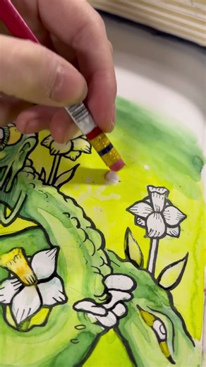 Satisfying masking fluid peeling… #art #shorts #ytshorts