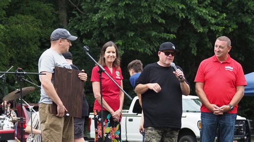 State Rep. Tracy Richardson congratulates Marion during the Strongest Town Celebration