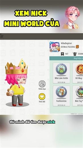 OOPS HIHA'S MINI WORLD NICK #miniworld #miniworldvn #miniworldvatoi #shorts