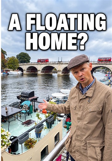 British homes come with an escape plan. 🚤🇬🇧 #AlmostBritish #BritishHumour #Houseboat #LifeInTheUK #BritishLife