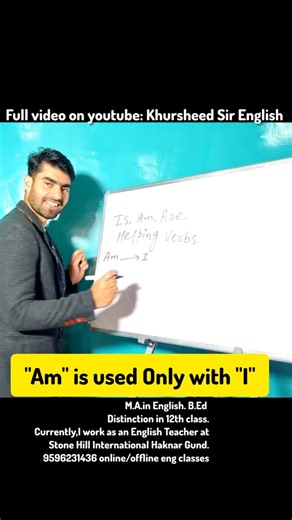 Use of ‘Am’ in English | ‘Am’ is Used Only with ‘I’