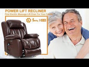Asjmreye Infinite Position Lift Recliner Chair W/ Massage and Heating, Power by Dual Motor, Leather