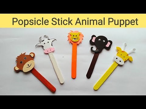 Popsicle puppet making | stick puppets | Popsicle stick animal puppet | Diy popsicle stick crafts