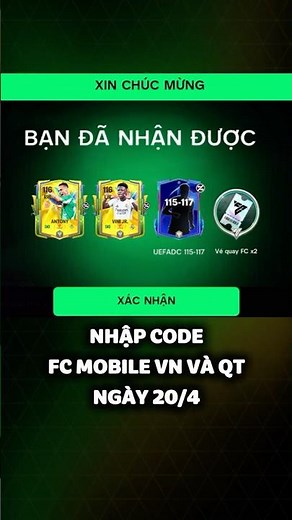 Nhập Code FC Mobile Sever Việt Nam Và Quốc Tế Mới Nhất Nhận Quà 🎁 #fcmobile #codefcmobile
