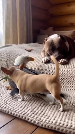 Chihuahua Sends a Python to Interrupt the Slumber of the American Bully and Eagle. 🦅🦮 | Eagle Pro