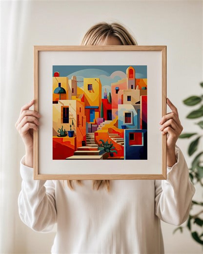 Albuquerque Art Print, Southwest Decor Wall Art, Square, Framed or Unframed - Etsy