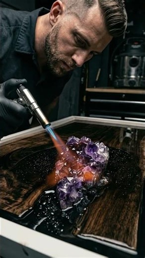 DIY Galaxy Resin Desk Satisfying Timelapse #diy #epoxy