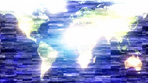 Five secounds countdown with world map glitch effect