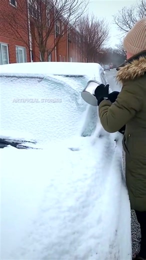 On a bitterly cold morning, a woman steps outside to find her car completely encased in ice after a night of freezing rain. Determined to clear the windshield quickly, she returns with a steaming kettle, believing the hot water will melt the stubborn frost in seconds. Neighbors watch from their windows as she carefully pours the boiling liquid across the glass surface. What happens next unfolds in an instant. A sharp cracking sound pierces the quiet street as the windshield fractures violently, 