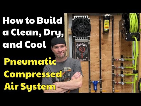 Dry Shop Air Compressor set up Pneumatic Manifold Fan Cooler, Filter, Water Separator piping system