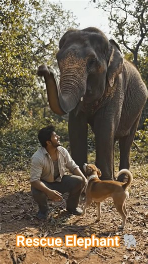 Elephant rescue _ golden Retriever save Fellen Elephant #dog #rescue #elephant #goldenretriever