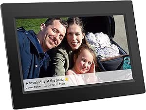 10 Inch WiFi Digital Picture Frame - Electronic, Wall Mountable Smart Frames，Frameo App - Send Photos & Videos from Anywhere - IPS LCD Panel, Touchscreen Portrait & Landscape Display(Black)