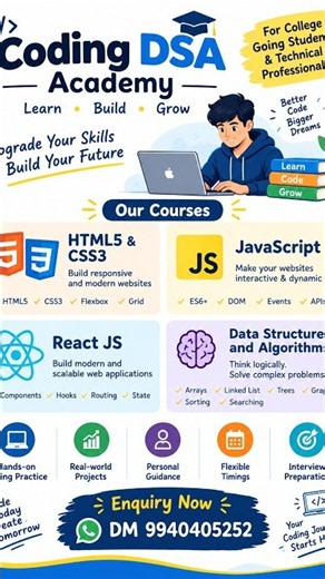 🔥 Master Web Development & DSA | HTML5,CSS3 JavaScript,React JS