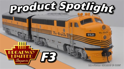 The Broadway Limited Imports HO Scale F3 in the Rio Grande Prospector scheme is a beautifully detailed take on one of America’s most iconic streamlined diesels. This spotlight highlights the craftsmanship, accurate paint and lettering, and BLI’s performance features...including smooth operation and sound. It’s a model that stands out on any HO layout and captures the spirit of the original Rio Grande F3s. We'd like to thank our friends at Broadway Limited Imports, LLC for sponsoring this video o