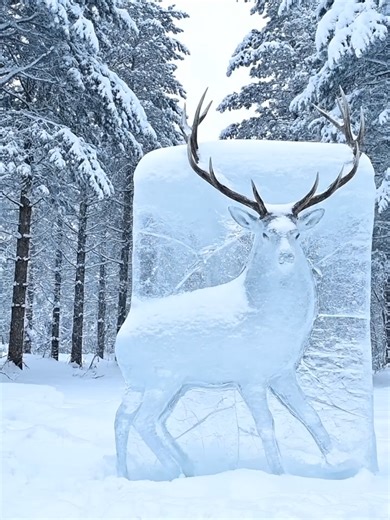 Frozen Deer Awakens Beneath Crystal Ice
