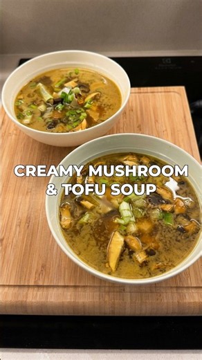 Mushroom Tofu Soup with Coconut Cream
