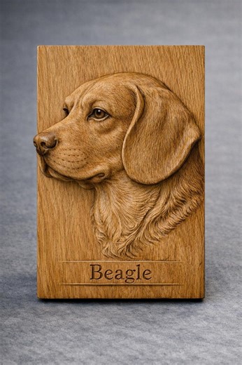 Beagle Relief 3D STL-Datei | CNC Fräse & 3D Pr