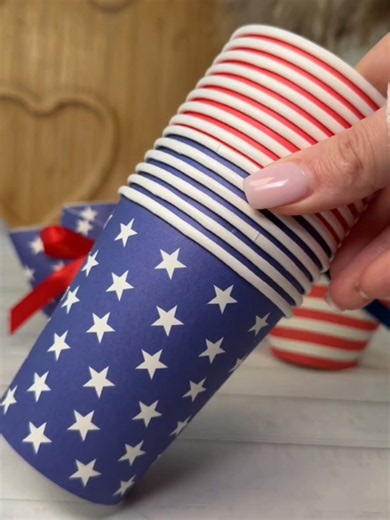 How to turn paper cup into the cutest of 4th of July 💕 #DIY #origamitutorial #satisfying #asmr #easyorigami