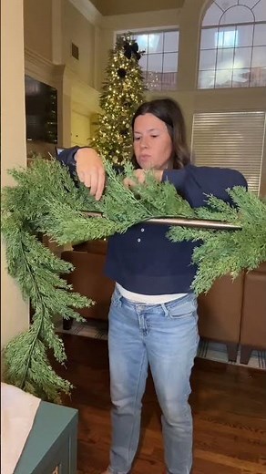 Garland Shower Tension Rod Hanging hack DIY how to hang garland damage free easy garland decor idea
