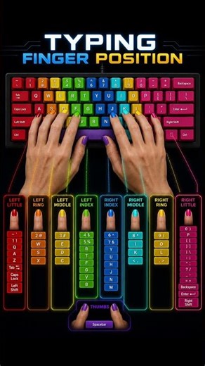 Typing Finger Position | Learn Touch Typing in 5 Seconds #keyboard #typing #typingtips #touchtyping
