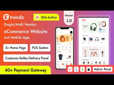 eTrendz eCommerce with Single Multi Vendor POS System and Customer Mobile App