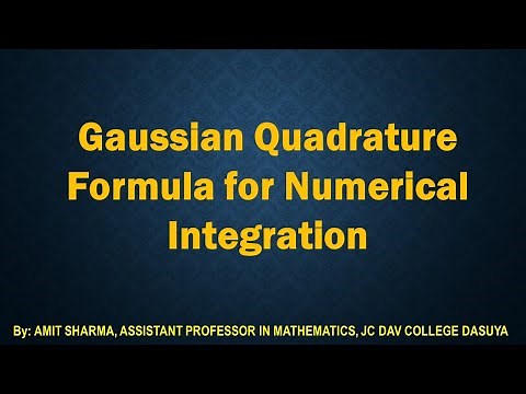 Gaussian Quadrature Formula for Integration: Derivation and Numerical application