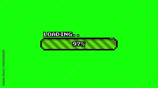 Retro Pixelated 8 Bit Loading Progress Bar Animation on Green Screen Background 4k video animation seamless loop