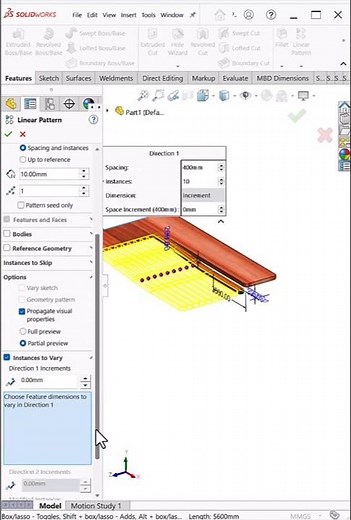 Artistic Staircase Design | Linear Pattern Instance Vary SolidWorks #shorts
