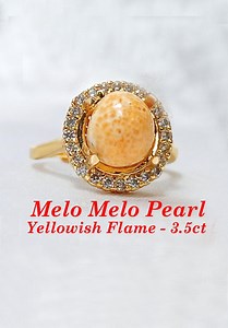 Natural Melo Melo Pearl Ring - Yellow - Orange - 3.5ct - Etsy UK
