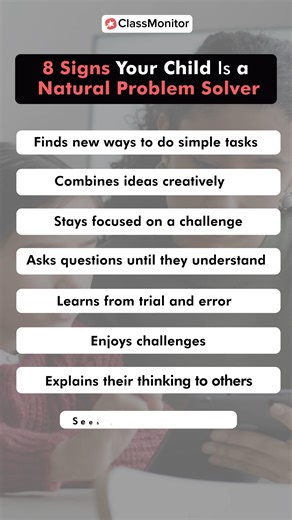 ClassMonitor | Education Kit on Instagram: "Problem-solving is a skill and some children show it early. Notice, nurture, and encourage these behaviors. They matter more than marks. . . . [ child problem solving skills, early learning, brain development, cognitive development ] #ChildDevelopment #EarlyLearning"