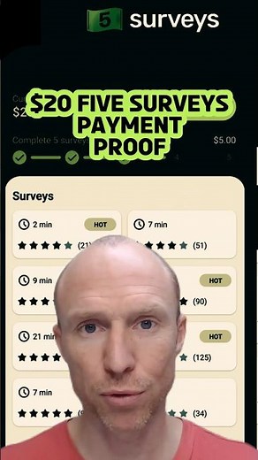 $20 Five Surveys Payment Proof