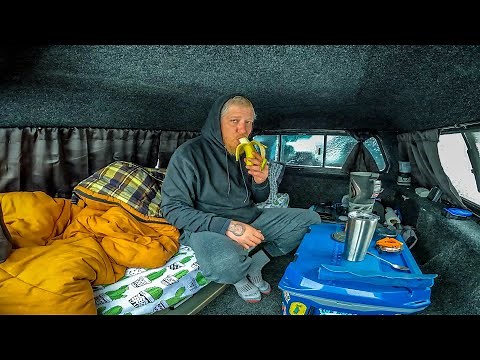 Solo Truck Camping In Cold Rain & Snow