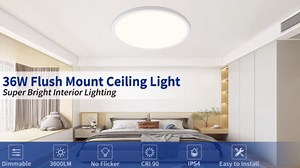 MOONSEA 15.8 Inch Dimmable LED Flush Mount Ceiling Light with Remote, 36W Low Profile Modern led Surface Mount Ceiling Lamp,Ultra-Thin Round Panel Light for Kitchen Living Dining, ETL Listed